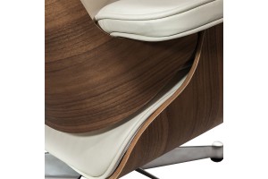 Кресло для отдыха Eames Lounge Chair & Ottoman тепло-белая кожа/орех Premium U.S. version