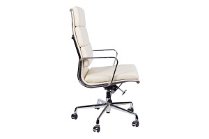 Кресло Eames  HB Soft Pad Executive Chair EA 219 кремовая кожа Premium EU Version